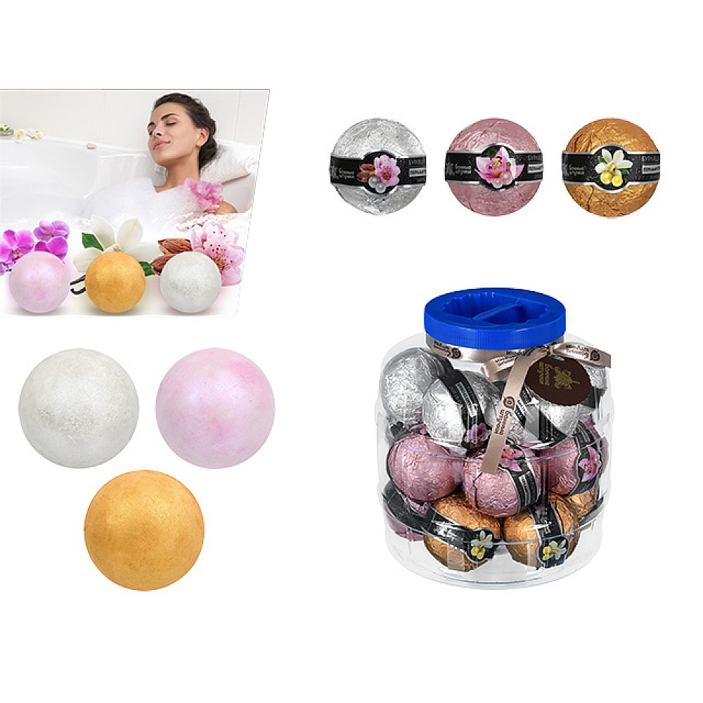 Glob efervescent pentru baie BS 120g in folie, recipient de plastic