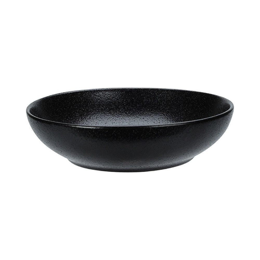 Farfurie adâncă 22cm Reactiv Glaze, ceramică, negra