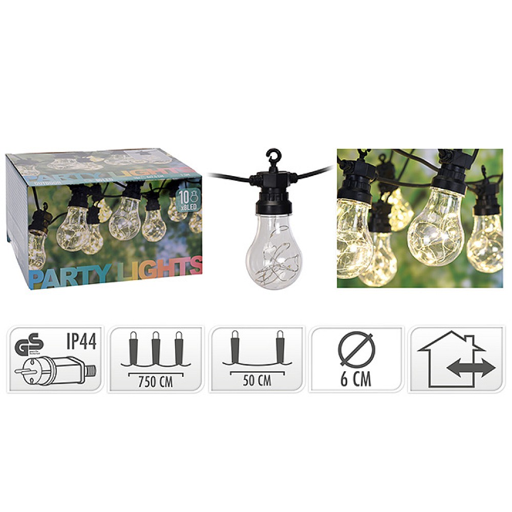Ghirlanda luminoasa 10LED alb-cald 7.5m A60, D6cm