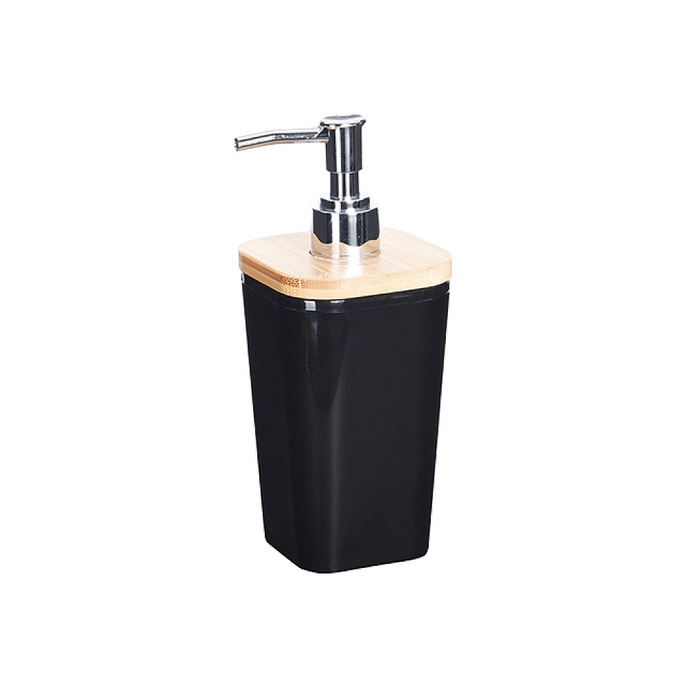Dozator pentru săpun Bathroom 18cm, capac din bambus, negru