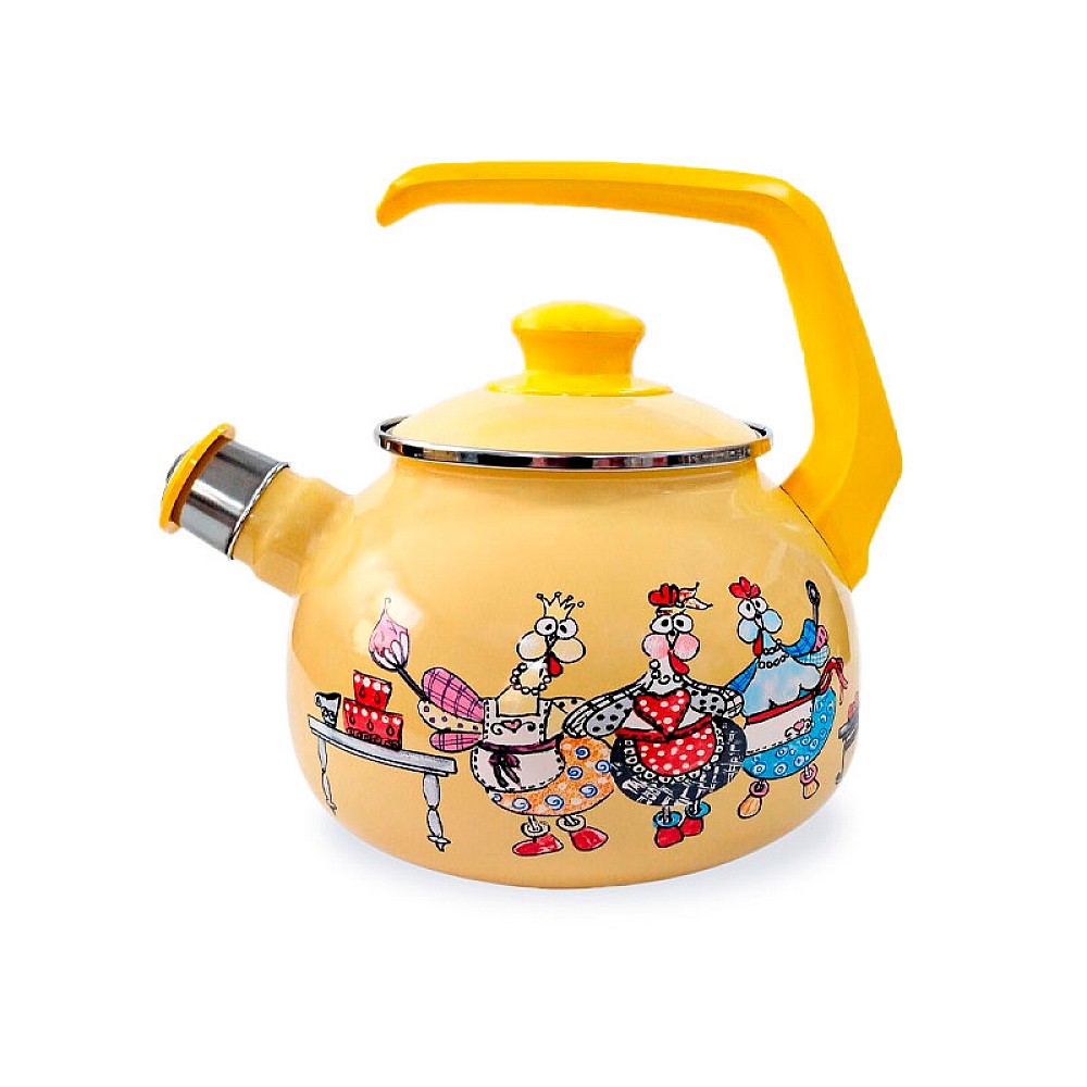 Ceainic emailat Happy Chickens 2.5l cu fluer