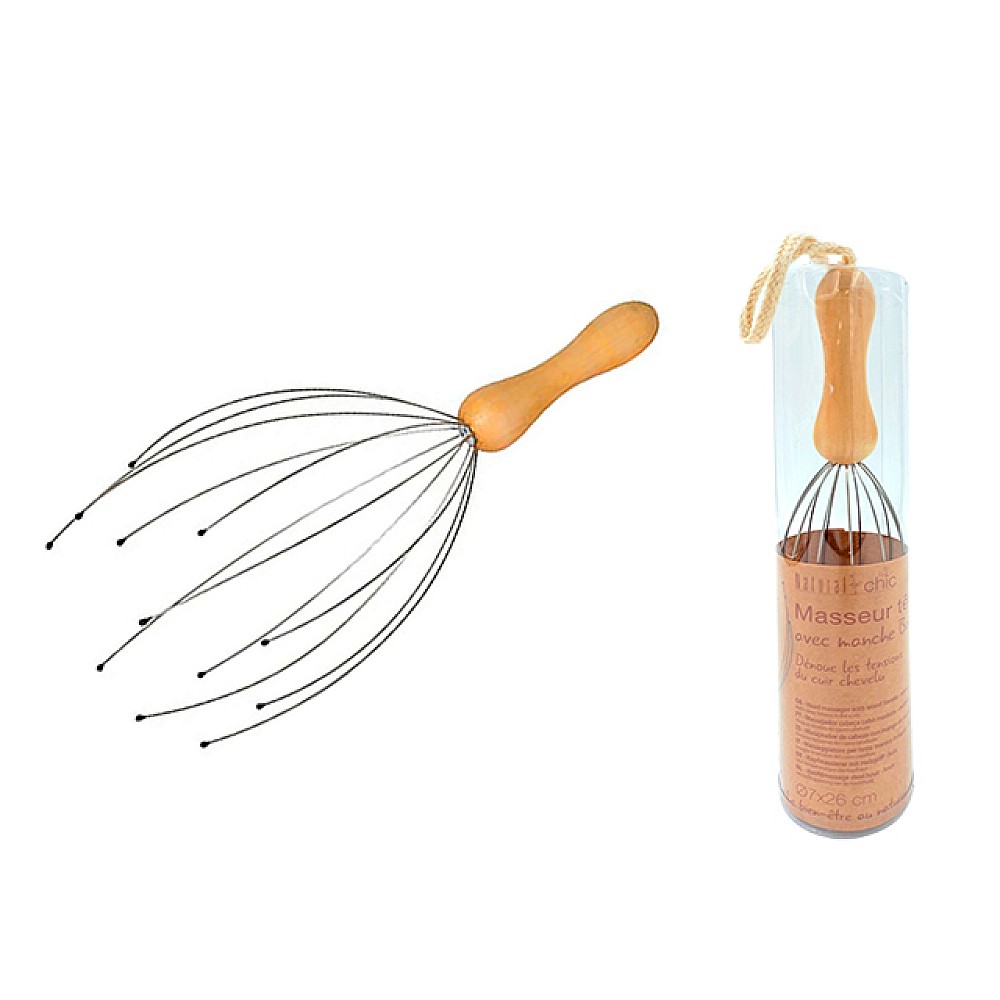 Dispozitiv pentru masajul capului Tendance 26XD7cm, maner lemn