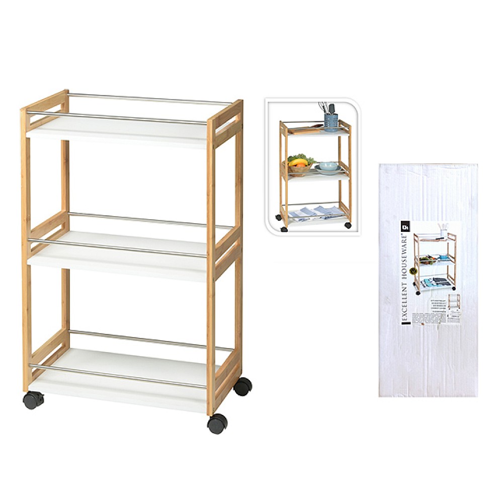 Masa de servit EH 51X30X80cm, lemn, roti, 3 nivele