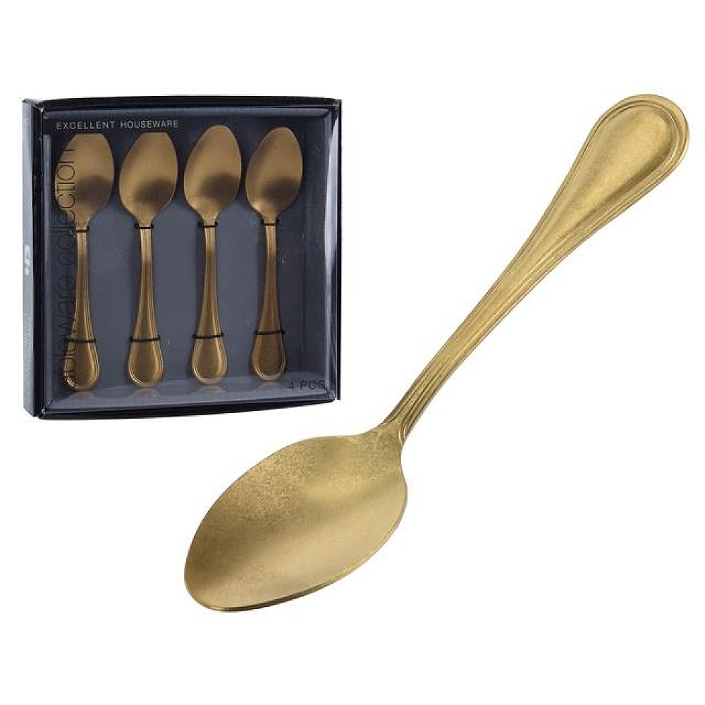 Set 4 lingurite pentru ceai EH aurii Antichitate, inox