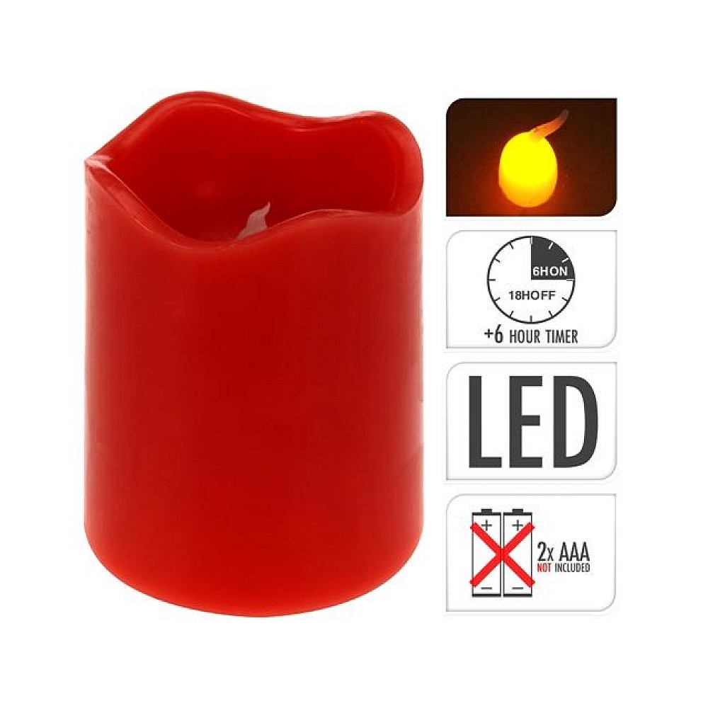 Lumanare LED 9X7cm, cu timer, rosie