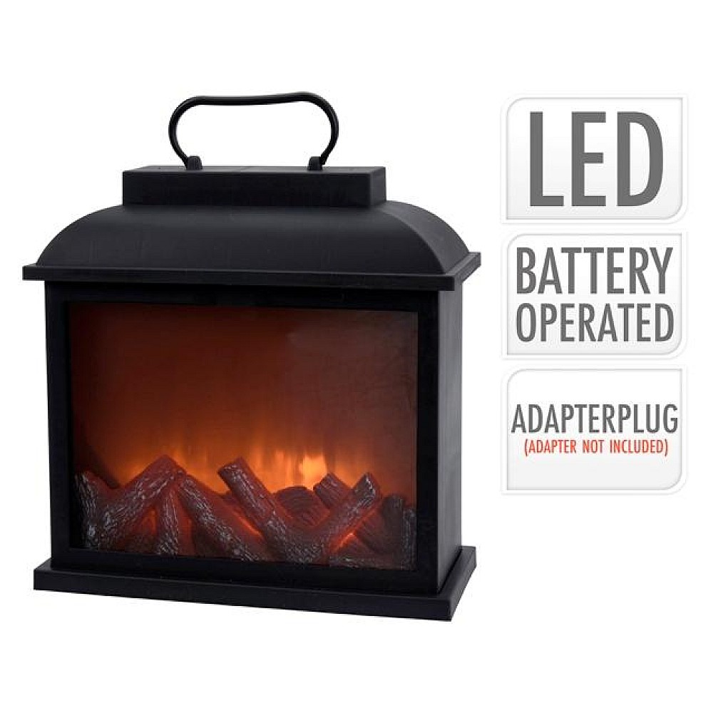 Semineu decorativ LED 30Х30Х13cm, cu maner, adapter/3 baterii LR14 nu se includ
