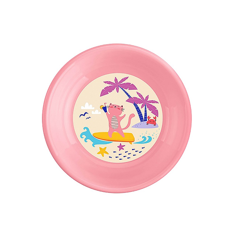 Farfurie adanca pentru copii cu desen Plastiska 18.5cm, roz