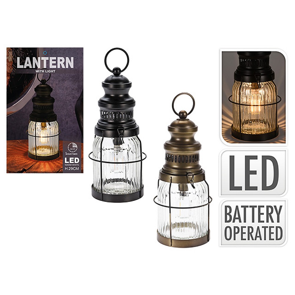 Felinar suspendabil D12X29сm cu aprindere cu fir ata LED si temporizator, negru