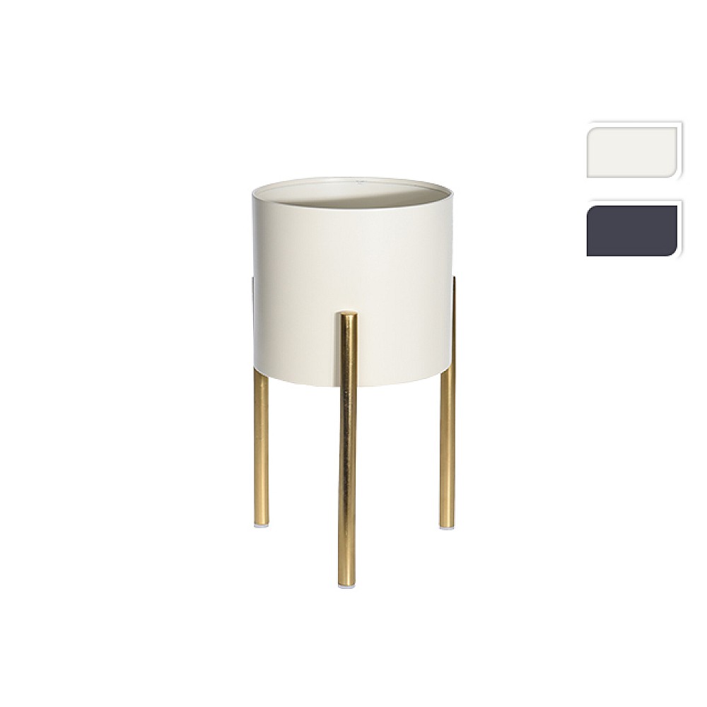 Ghiveciuri pot-trepied D19cm, H36cm alb/negru