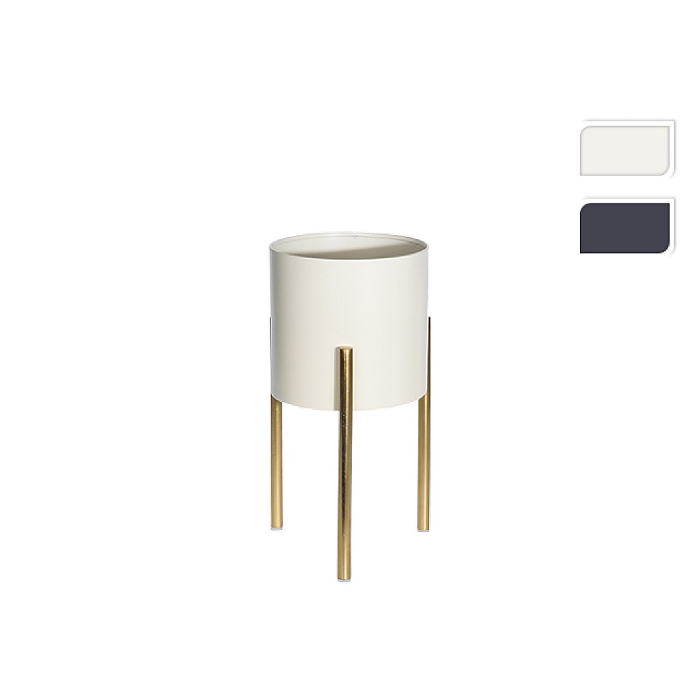 Ghiveciuri pot-trepied D15cm, H29cm alb/negru