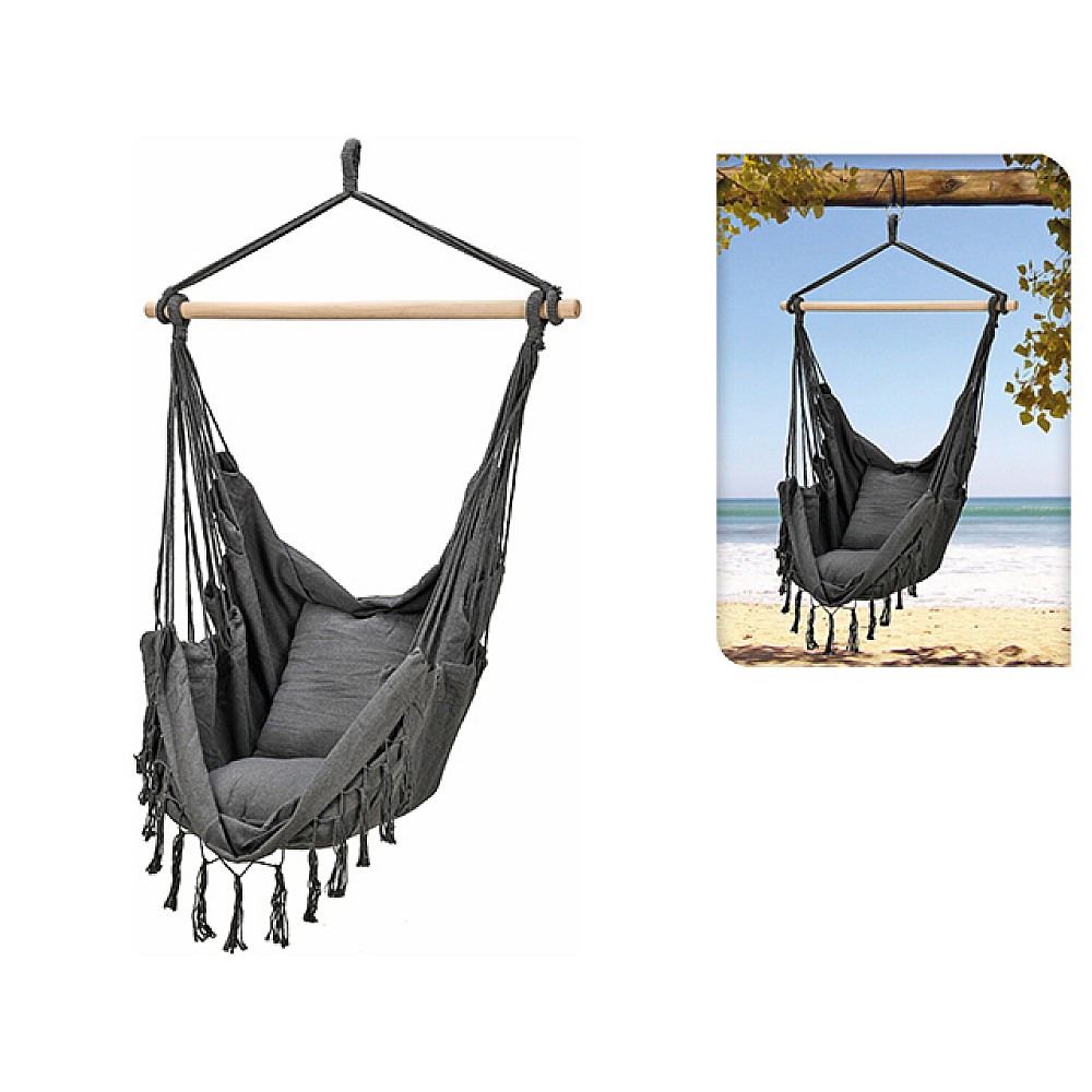 Hamac- scaun suspendabil textil 100X130 cm, max 120 kg, negru, poliester