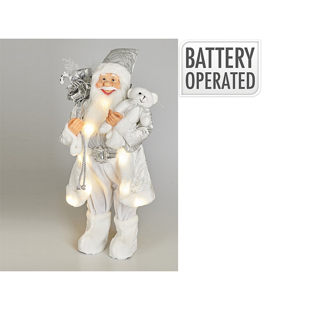 Figurina LED Mos Craciun cu ursulet 30X20X60 cm