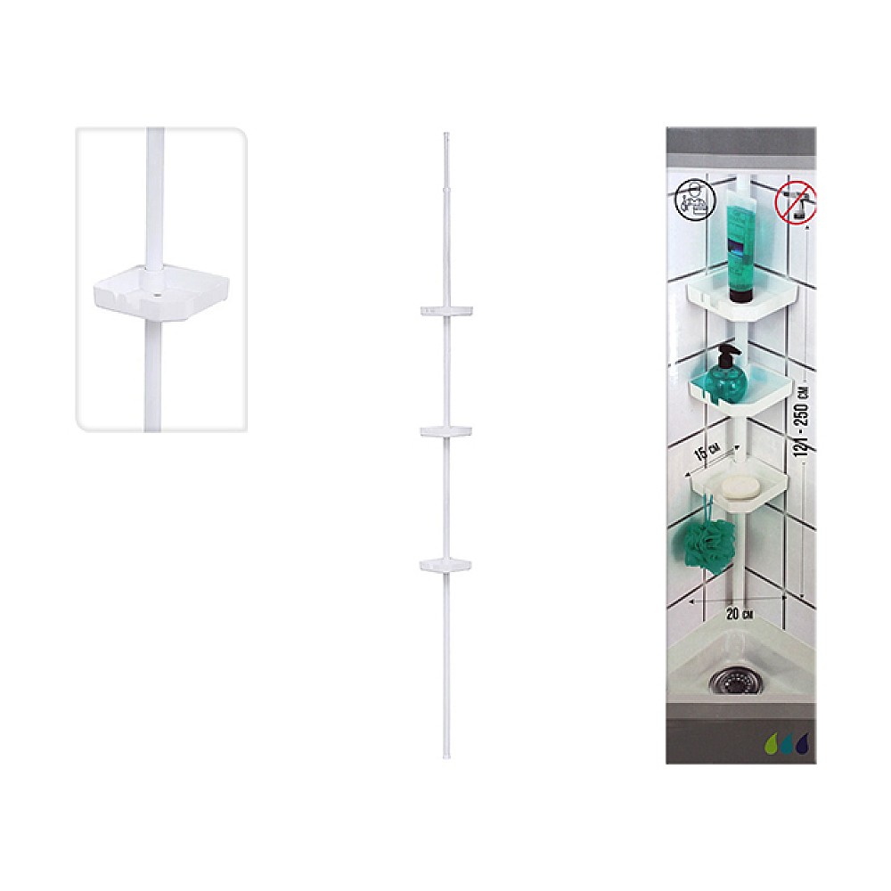 Suport de colt pentru accesorii de baie Tendance cu 3 rafturi, metal