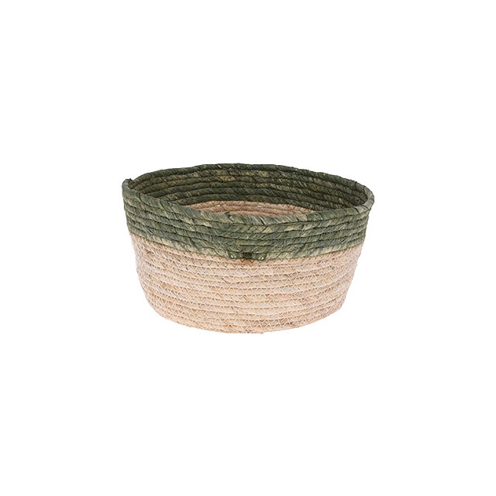 Cos împletit 30X15cm, cu margine verde
