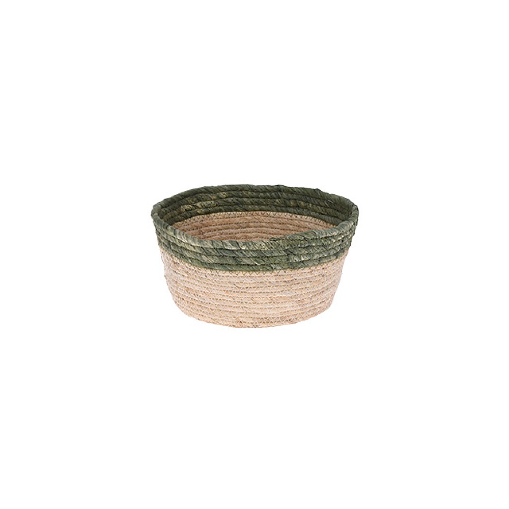 Cos împletit 26X13cm, cu margine verde