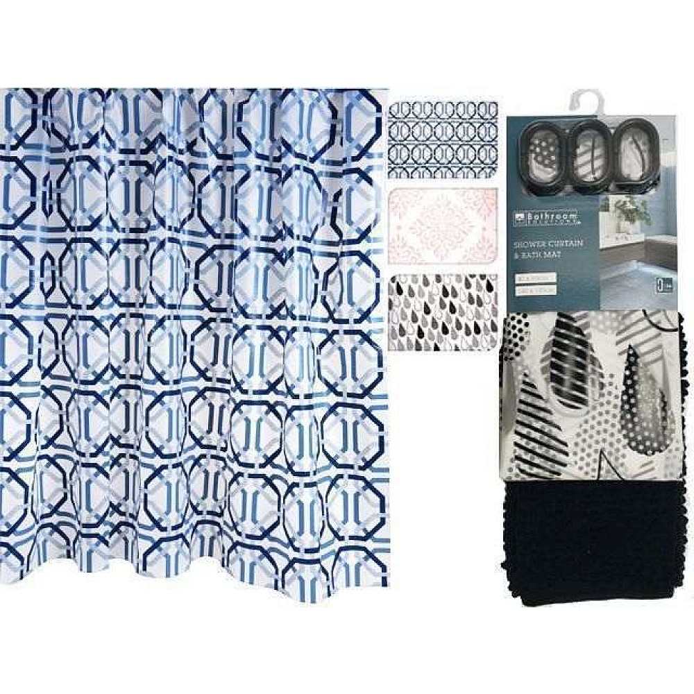 Set perdea pentru dus 180X180cm si covoras de baie 40X60cm