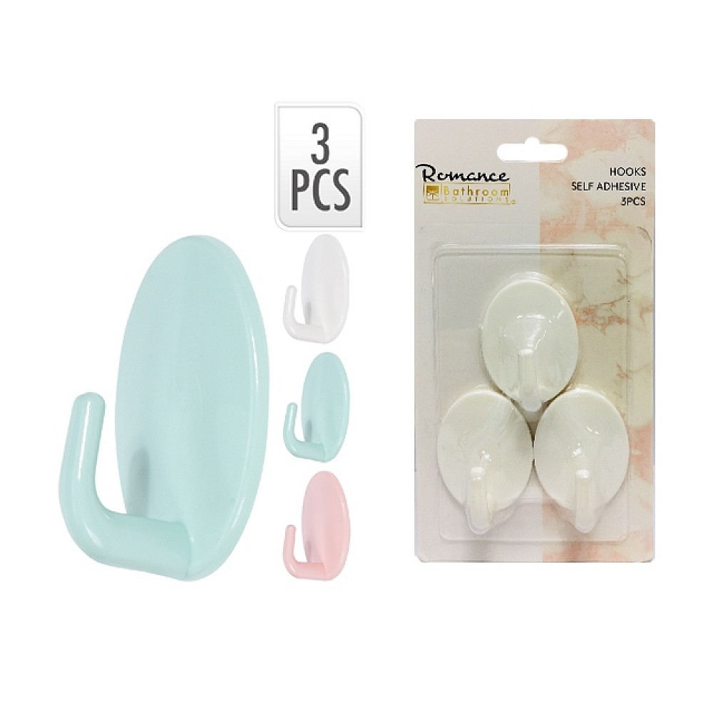 Set cârlige autoadezive 3buc, 5X4cm, din plastic