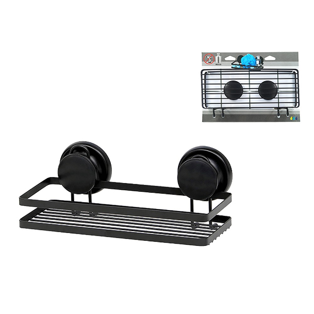 Raft pe ventuze Tendance 10X25X12.5cm, metal, negru