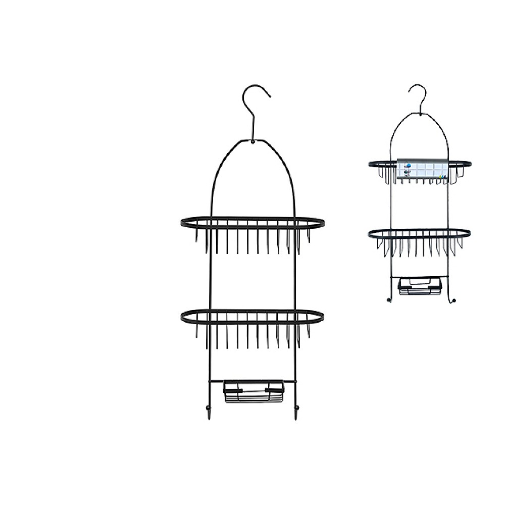 Raft portabil pe carlig cu 2 nivele oval Tendance 11X26X63cm, metal, negru