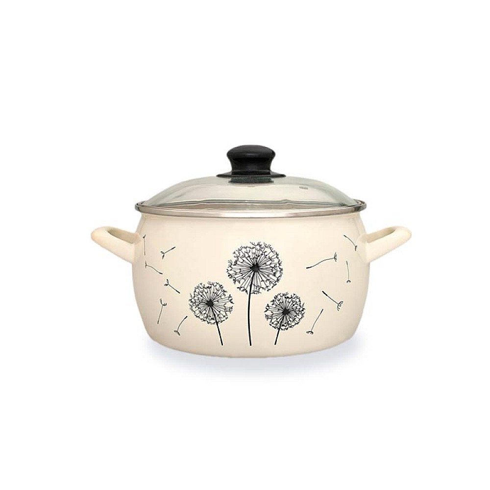 Cratita emailata Papadie 16cm, 2.4l, capac din sticla
