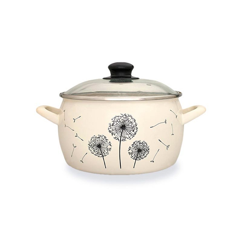 Cratita emailata Papadie 18cm, 3.3l, capac din sticla