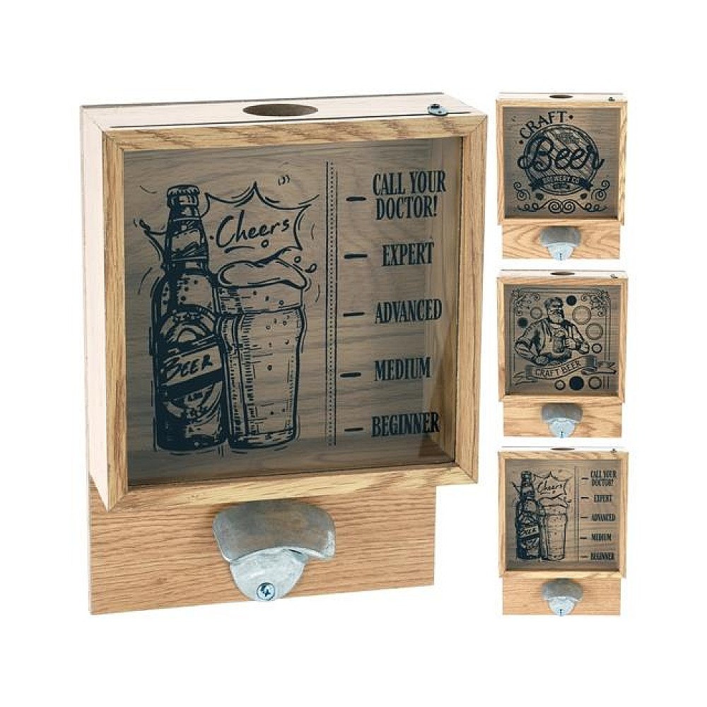 Cutie depozitare-dopuri de bere 25X18cm si deshizatoare pentru sticle