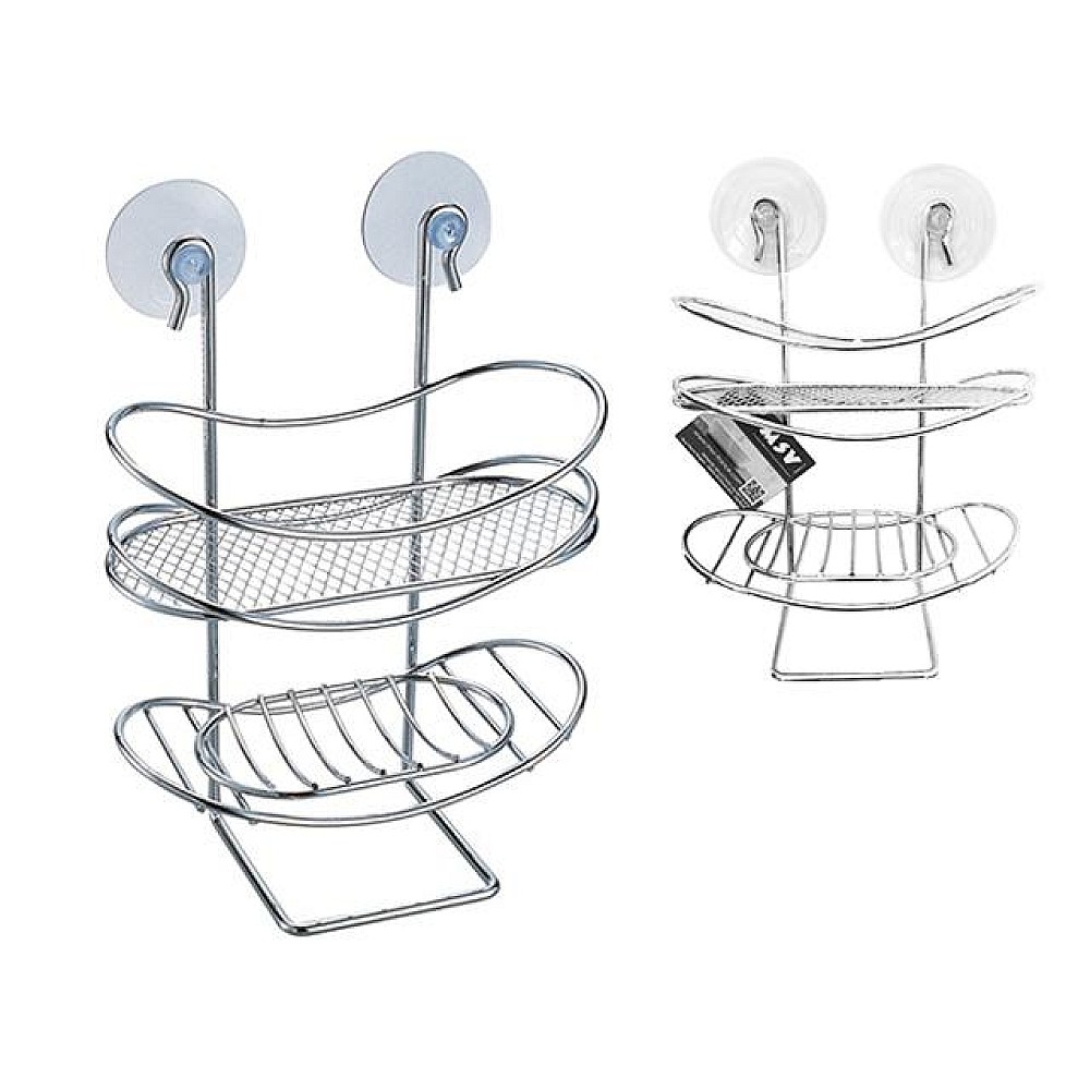 Raft oval cu 2 nivele pe ventuze, crom