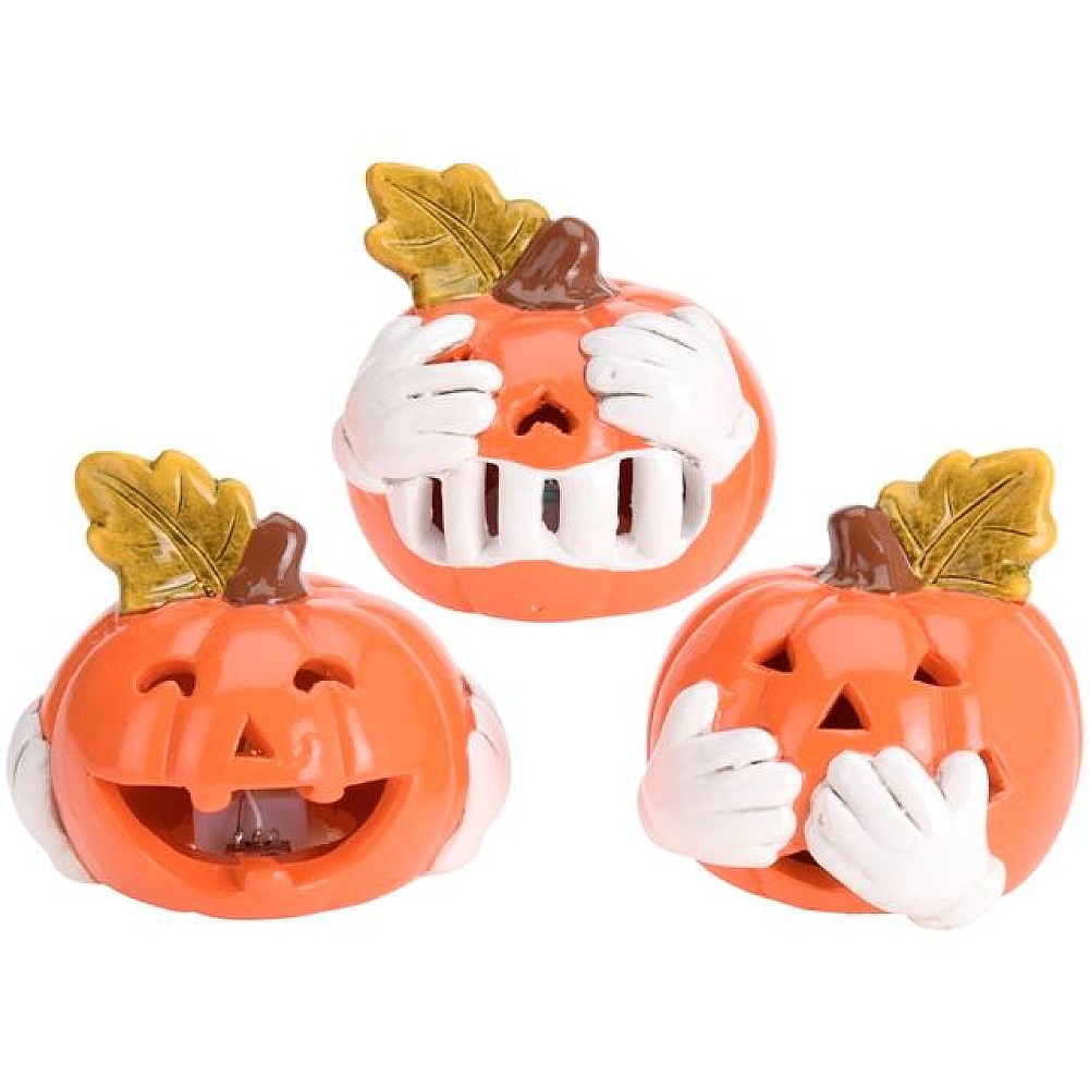 Suvenir LED Halloween Dovleac nu vede/nu aude/nu vorbeste 7.5cm
