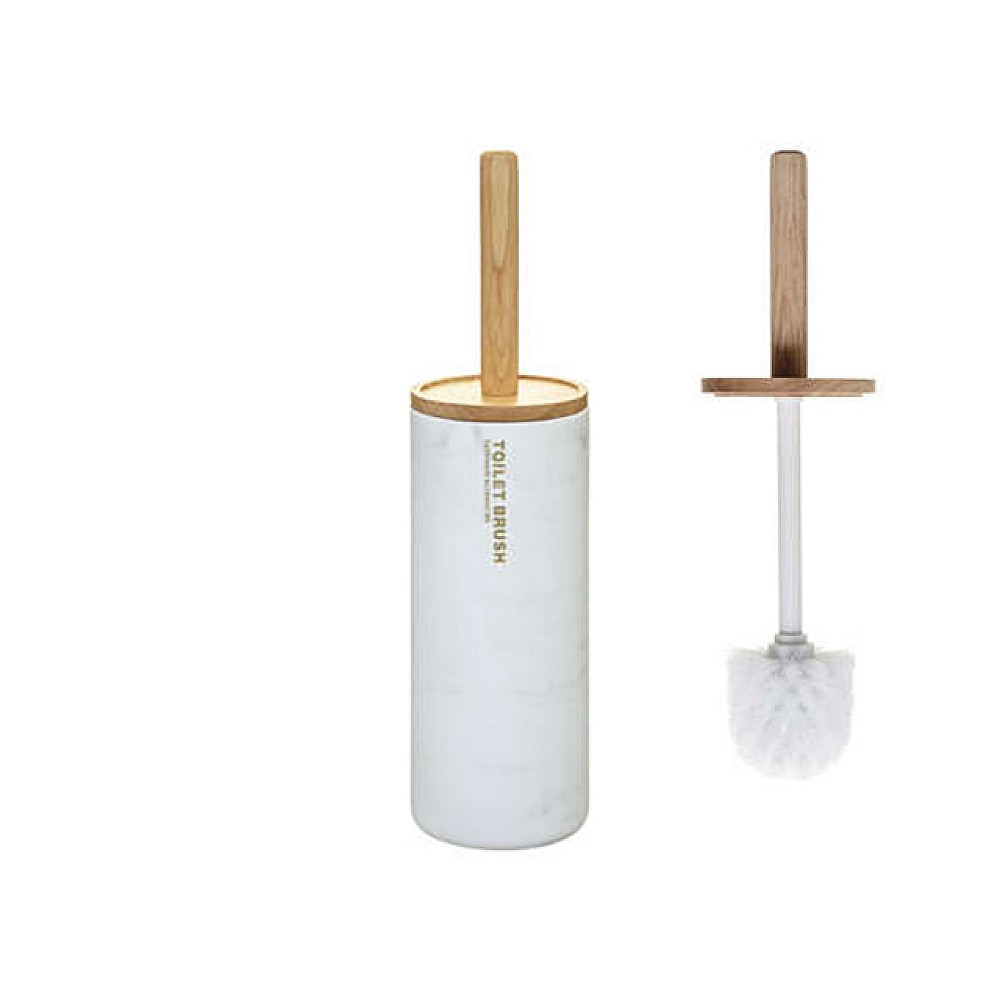 Perie WC cu suport Five Lea, 38cm, plastic/bambus