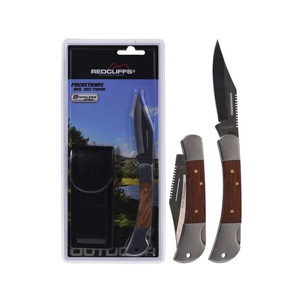 Cutit turistic de buzunar Redcliffs 19cm, cu maner de lemn