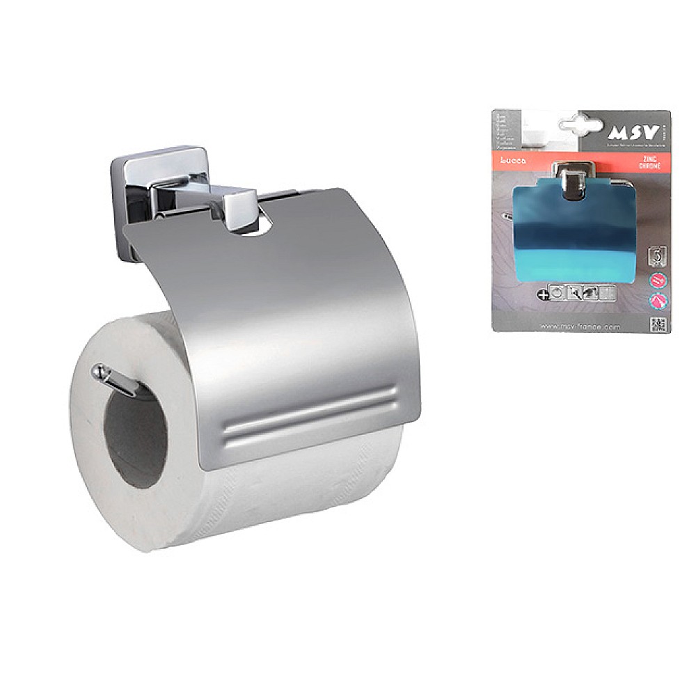 Suport pentru hârtie WC cu capac MSV Lucca 17cm, crom