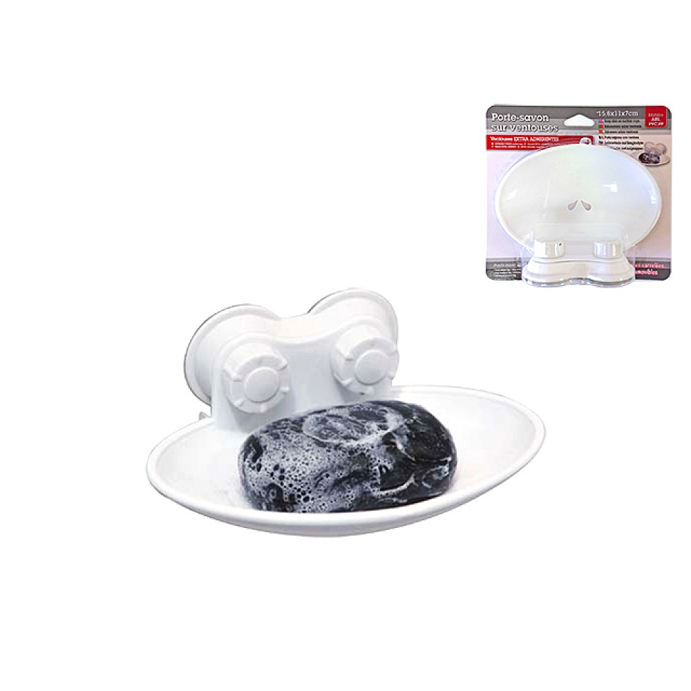 Săpunieră pe ventuze Tendance Evidecoc 11X7X15.8cm, albă, plastic