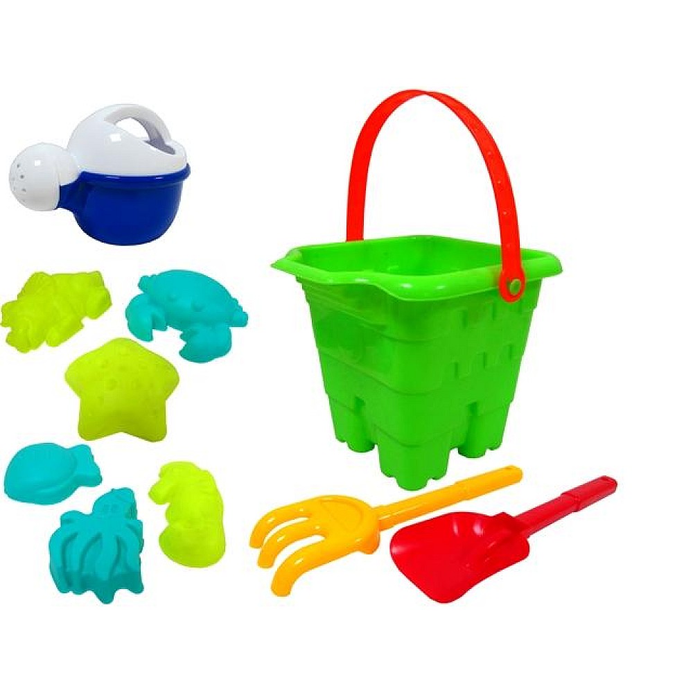 Set de jucarii pentru nisip in caldarusa 10buc, 17X17cm