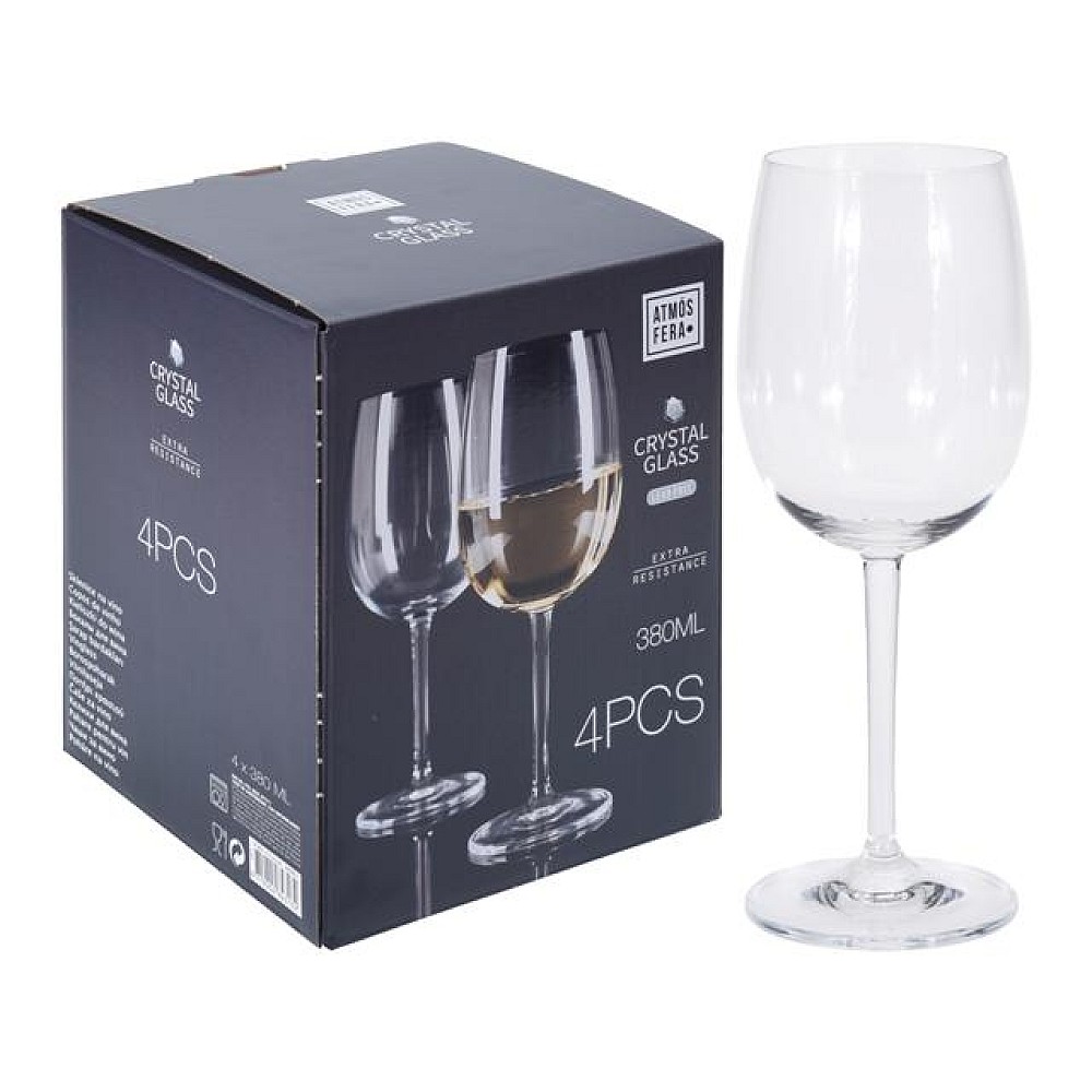 Set 4 pocale pentru vin alb Atmosfera Invino, 380ml