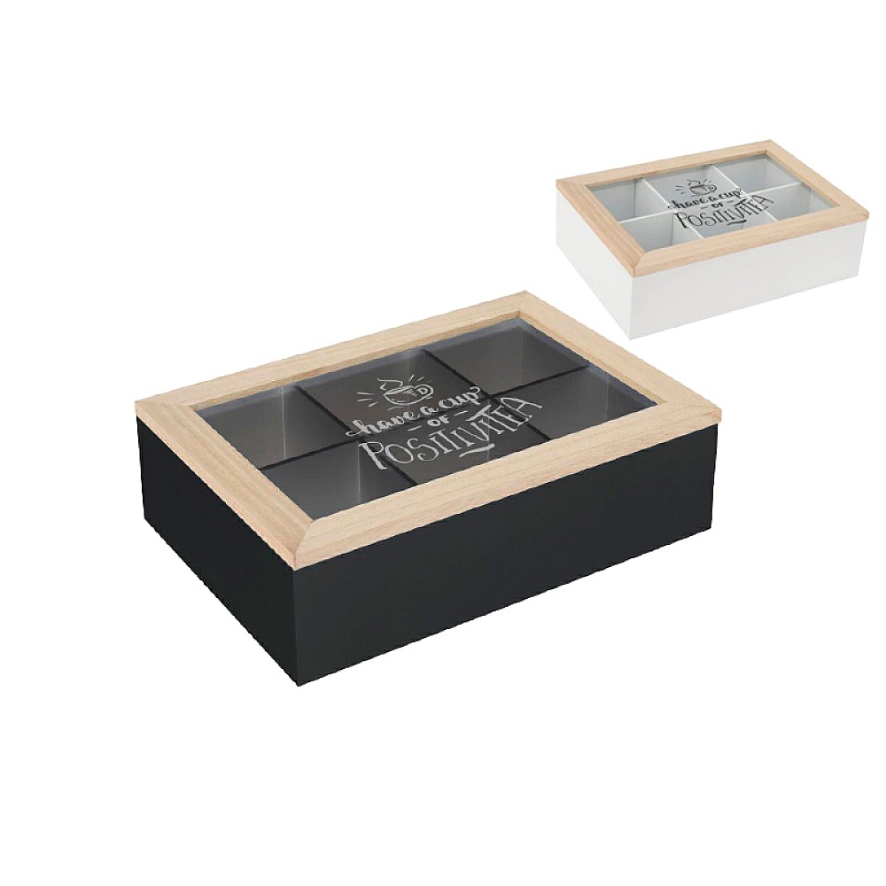 Cutie pentru ceai 6 sectiuni 23X16X7cm, lemn