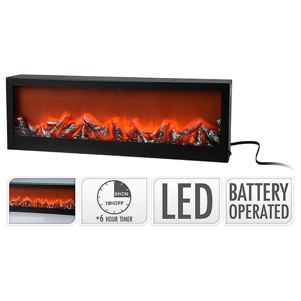 Semineu decorativ LED 60Х20Х10cm, temporizator, adaptorul nu este inclus