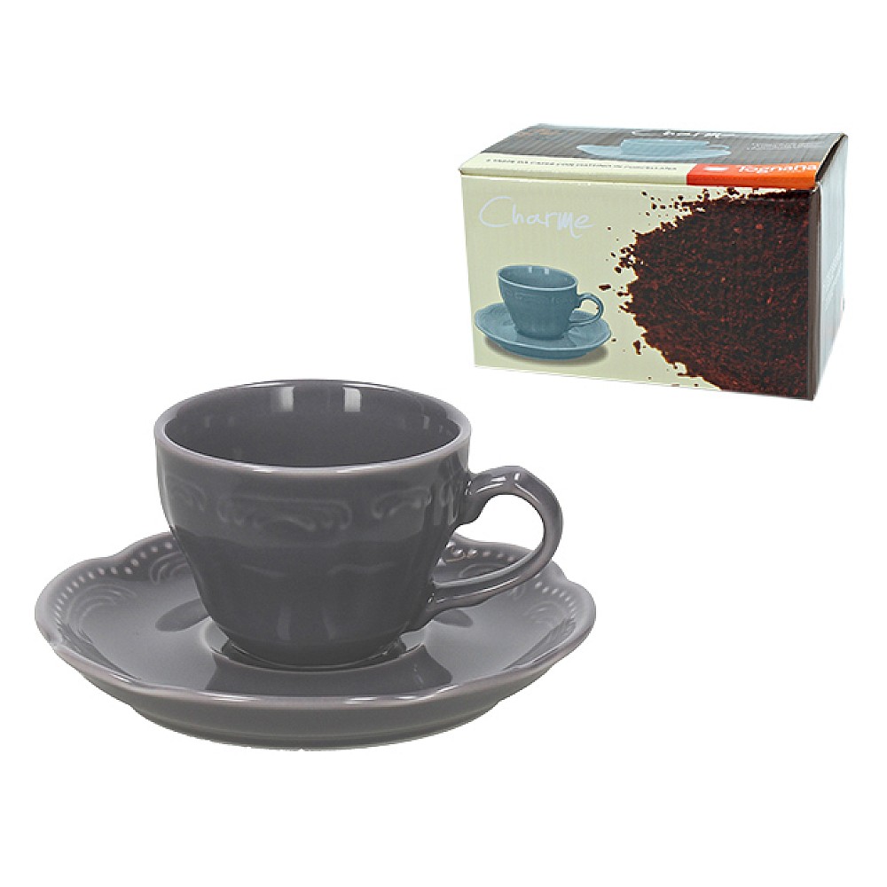 Set 6 cani pentru cafea cu farfurii V.Wenna Charmel, sur