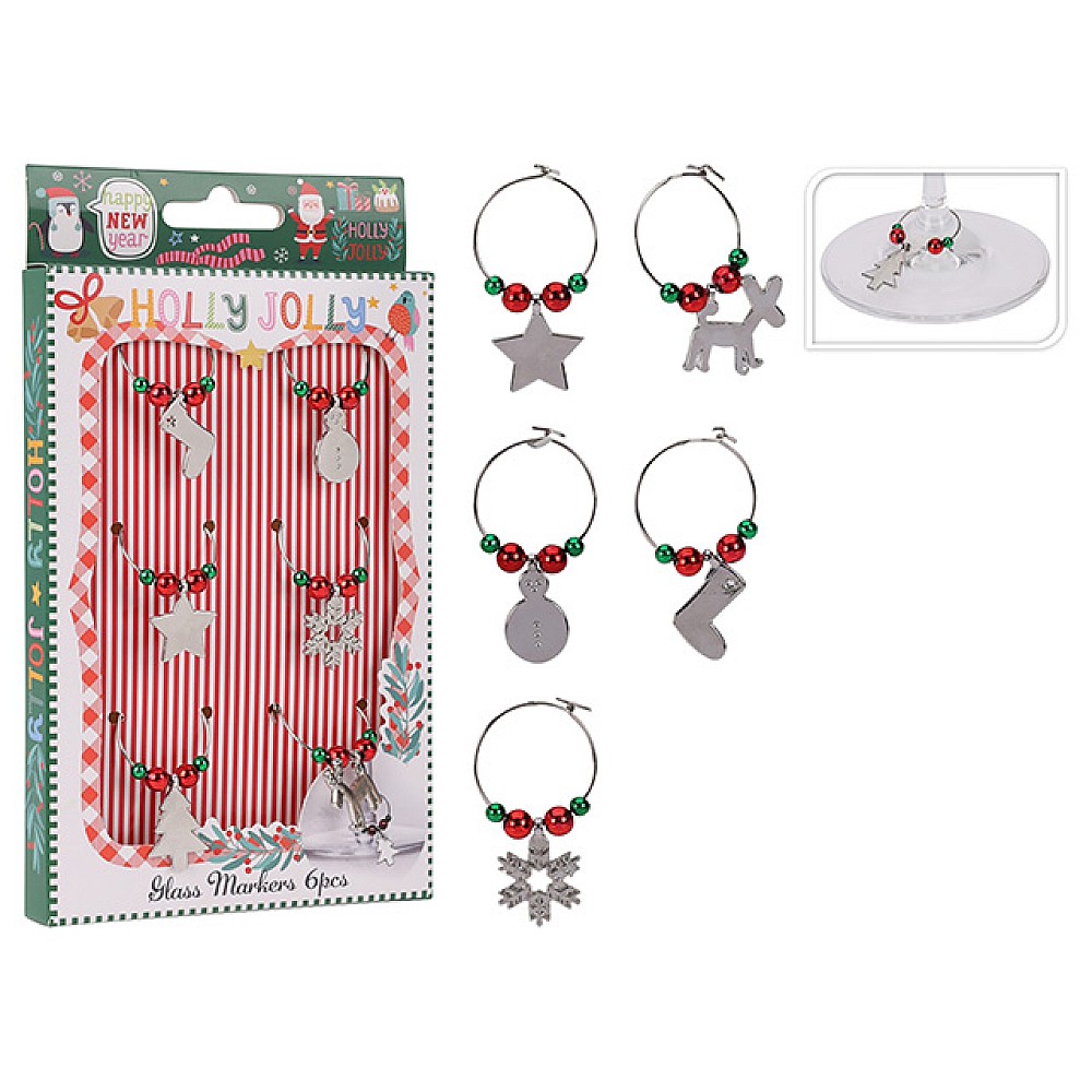 Set 6 inele decorative pentru pahare, diametru 4cm