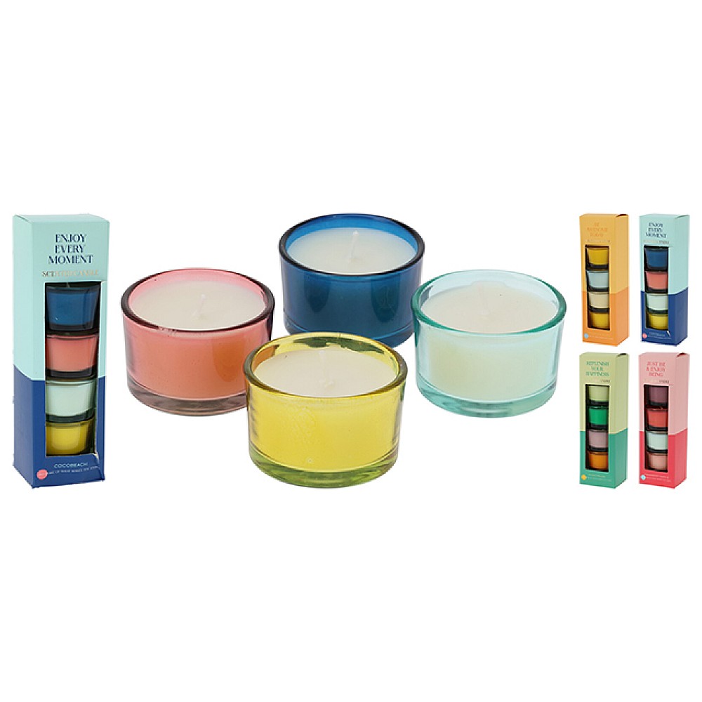 Set lumanari parfumate in pahar 5X3 cm 4 buc, 4 arome