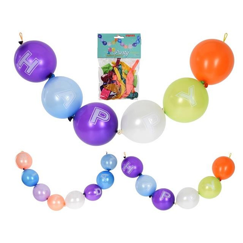 Ghirlianda din baloane 14buc Happy Birthday, multicolore