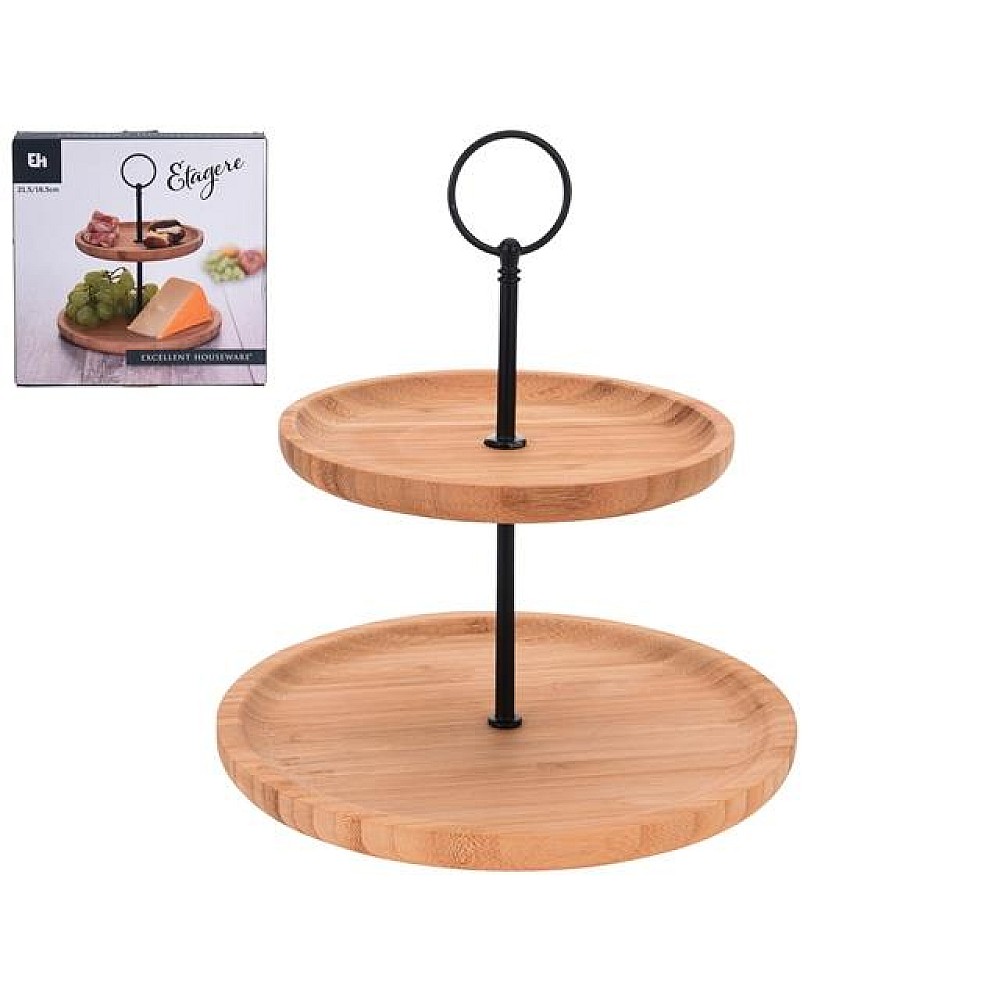 Suport de servire 2 nivele D16.5cm/21.5cm, bambus