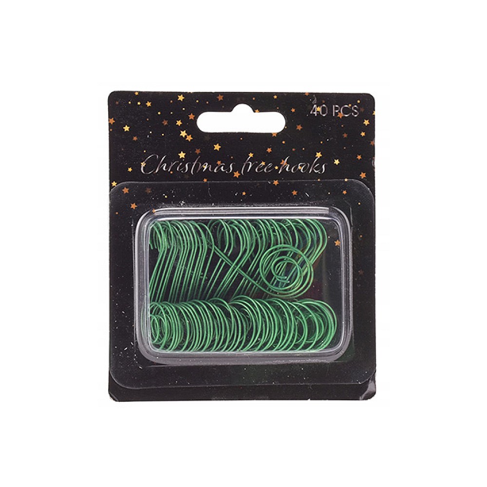 Set carlige pentru decoratiuni 40buc, metal, verde