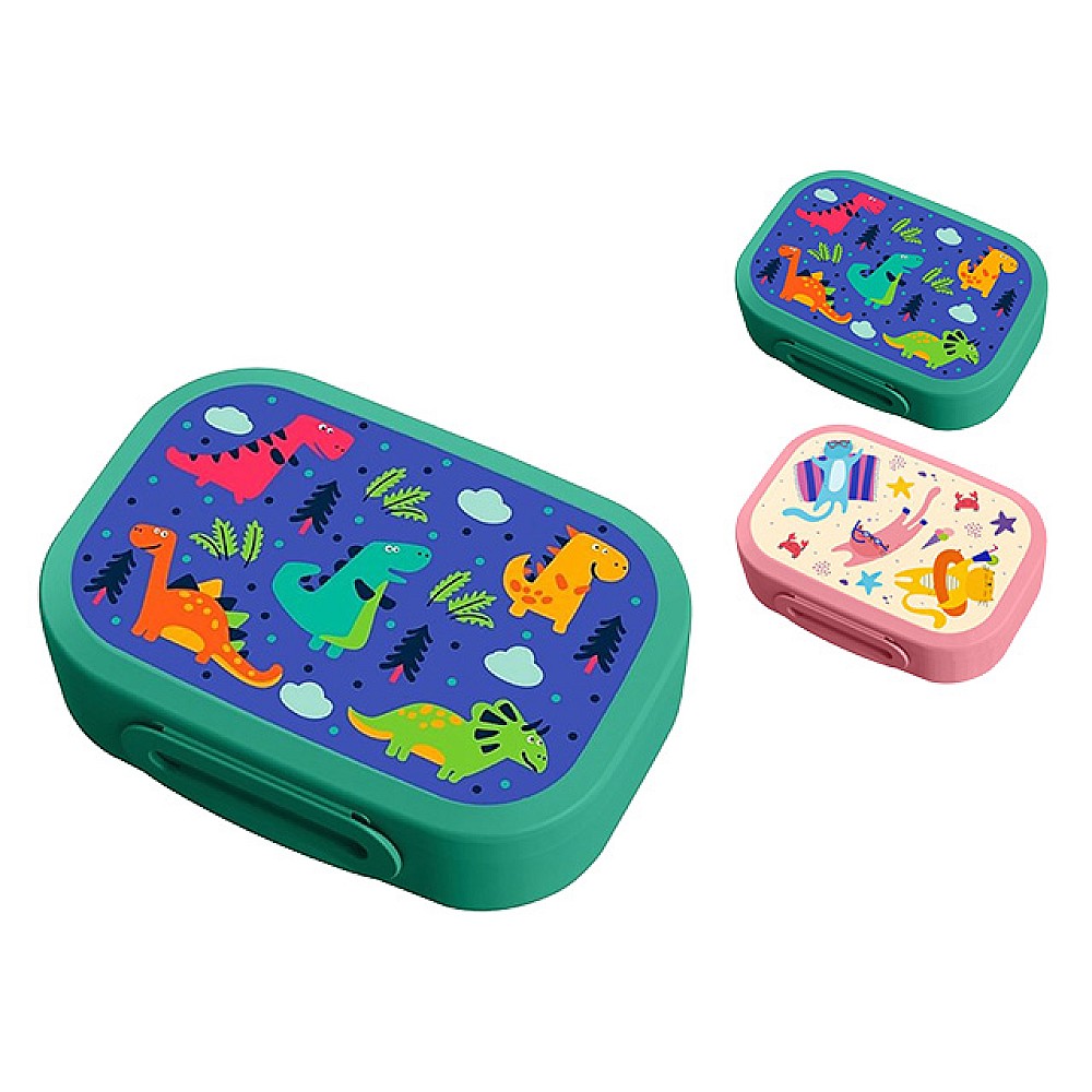 Lunch-box Plastisca 0.98l, 18X13X5cm, verde/roz