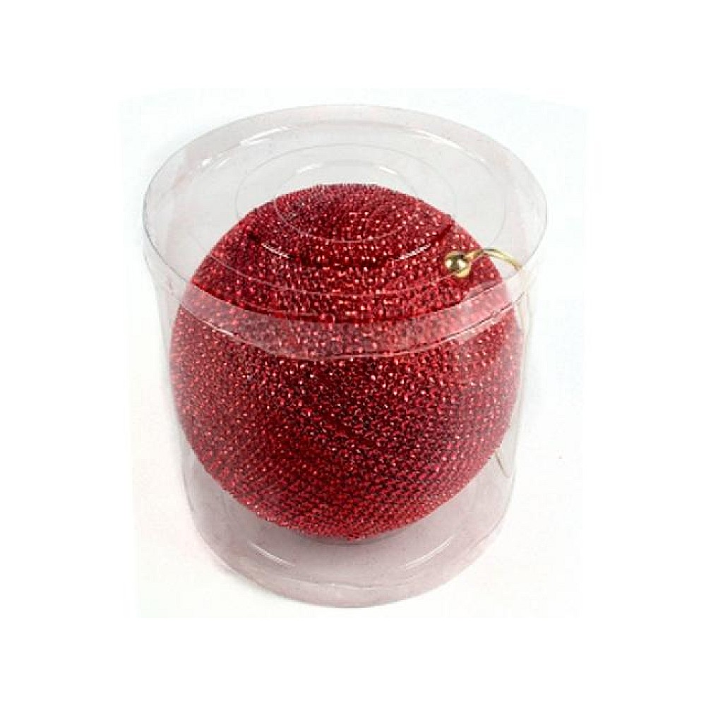 Glob pentru brad 200mm cu margele, rosu