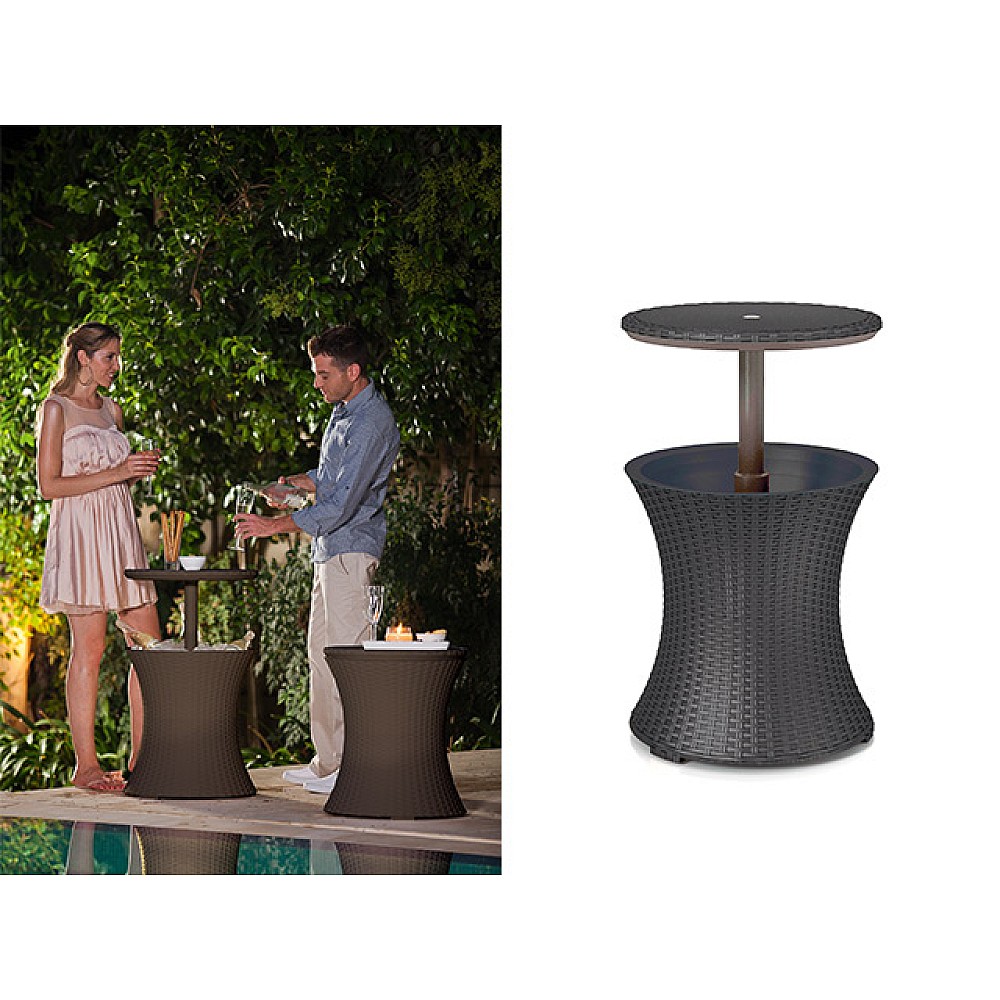 Masa-transformer Keter Cool Bar Rattan, 49.5X49.5X57- 82.5 cm, brun