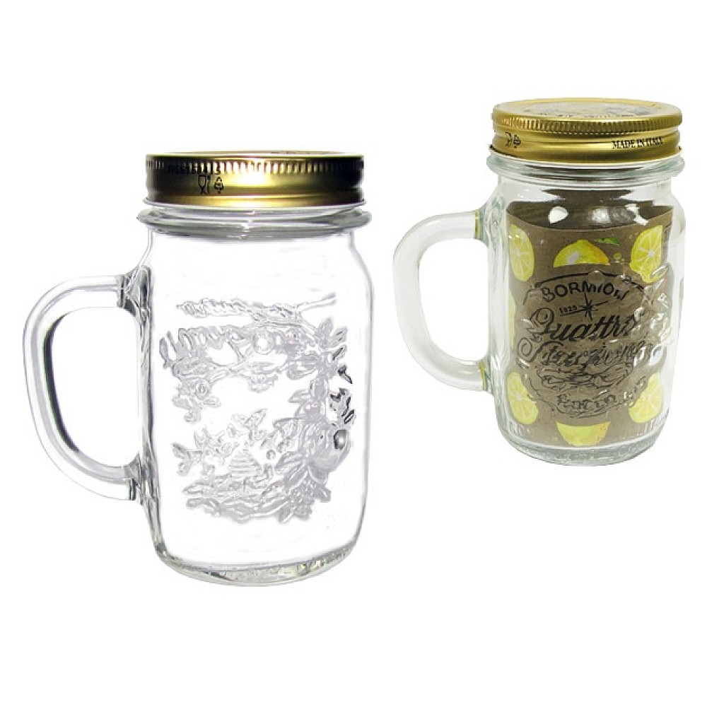 Borcan pentru bauturi 0.415l cu maner si capac Q.S.