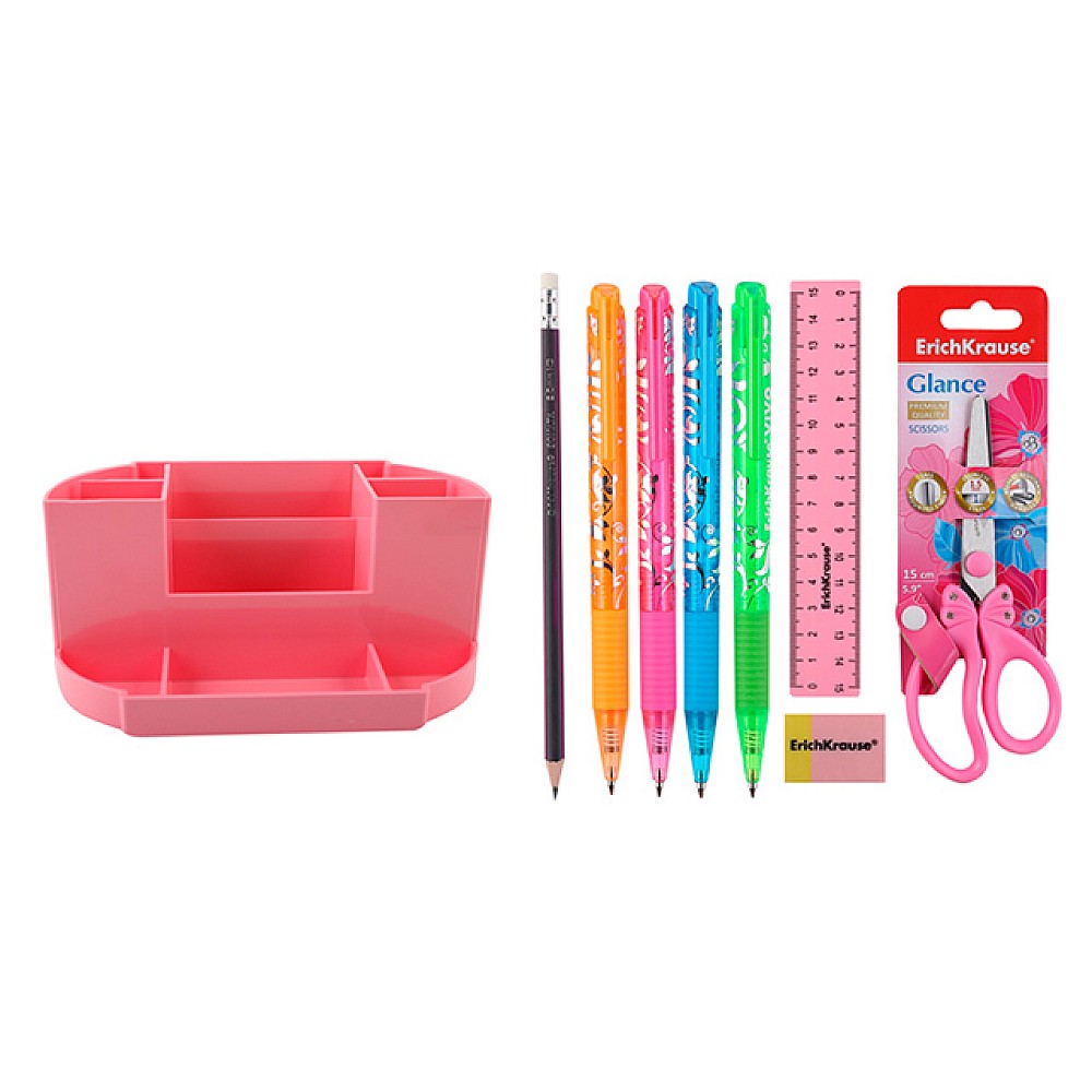 Set de birou ErichKrause Victoria Pastel, 8 articole, 3 culori