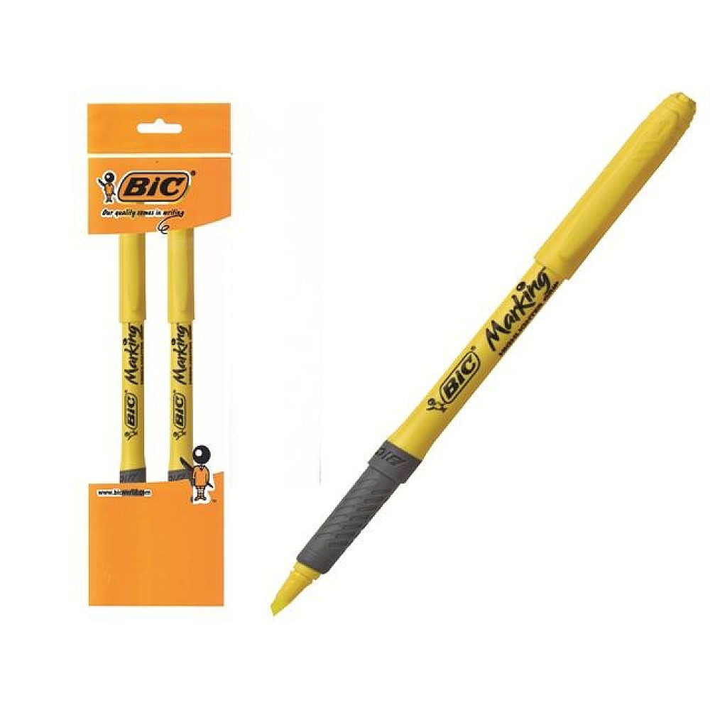 Set textmarkere 2buc  BIC Brite Liner Grip, galben 