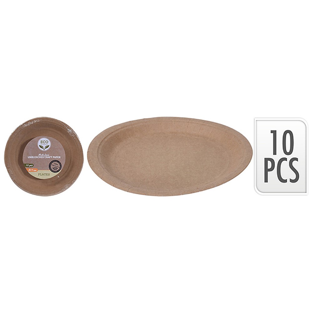 Set farfurii din hârtie ECO 10buc, 22cm, maro