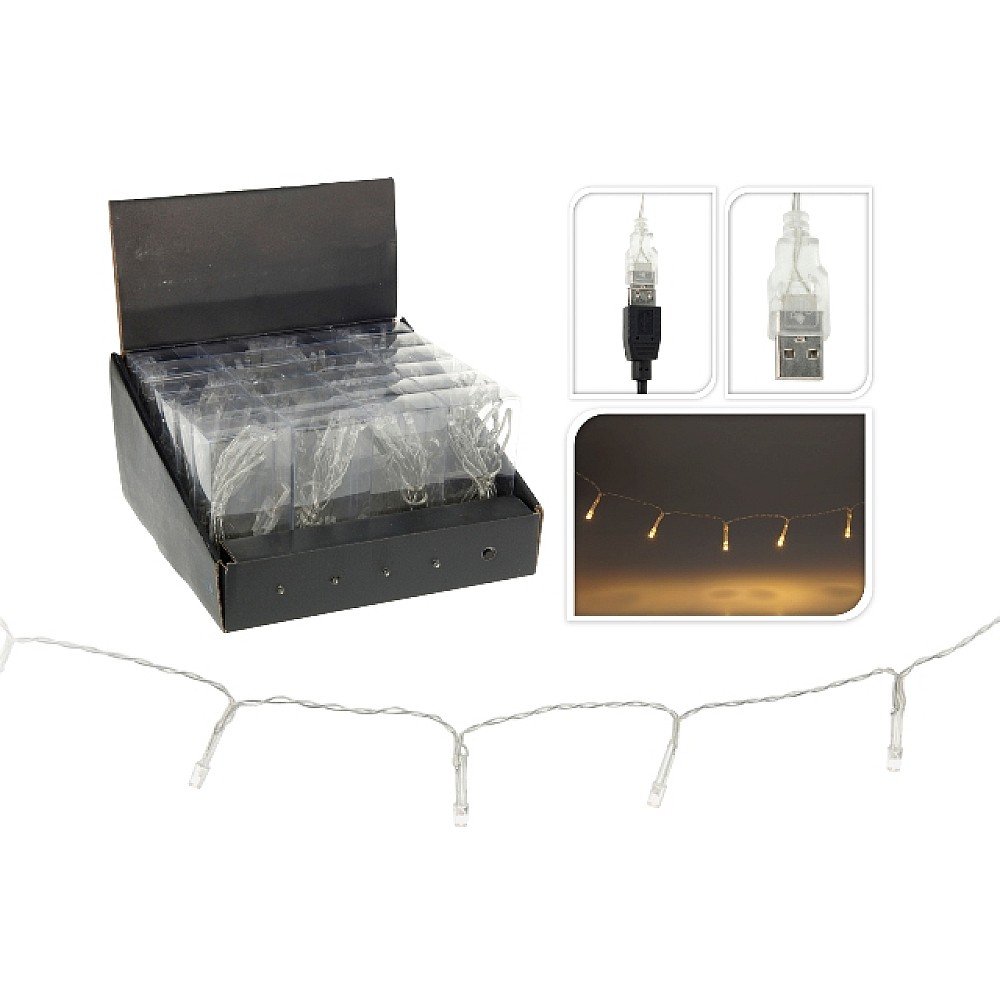 Luminite de Craciun 20LED cu USB, alb-cald